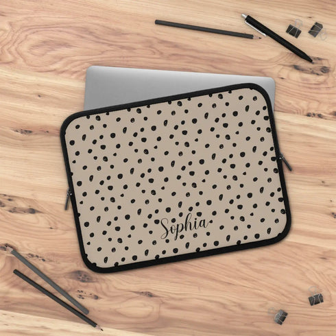 Spotted Dots Custom Name Laptop Sleeve